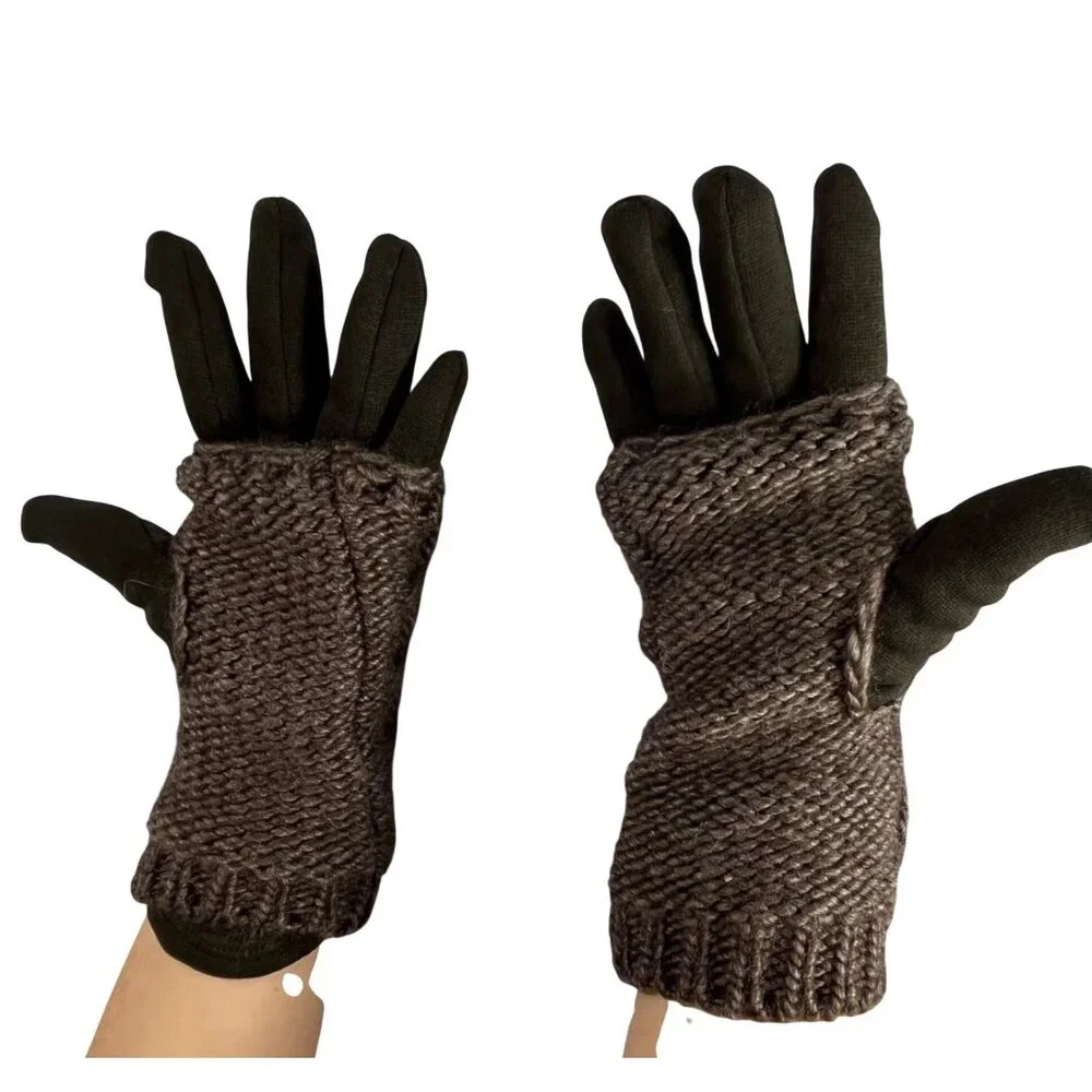 Brown Fitted Gloves With Knitted Crochet Soft Liner Functional & Stylish Designe